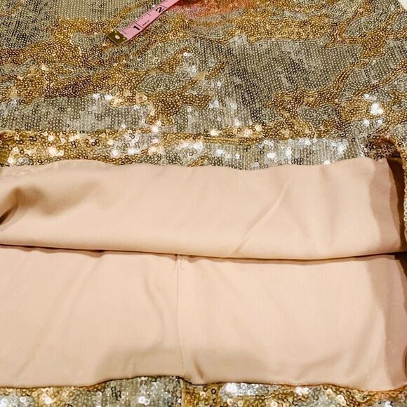 As U‎ Wish Gold Silver Metallic Sequin Mini Dress - Picture 10 of 13